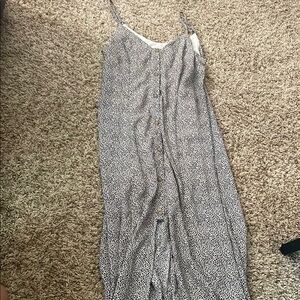 Elegant Black and White speckled leopard Spaghetti Strap Dress Small